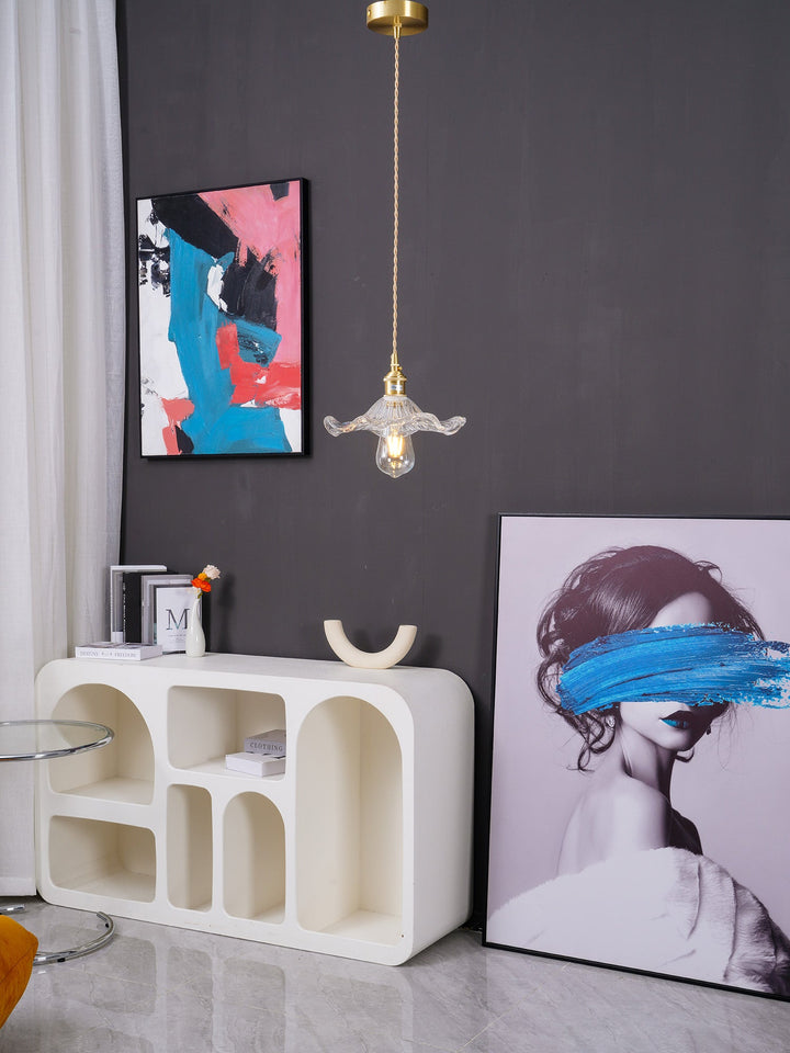 Szklana Lampa Wisząca w Kształcie Kwiatu Hibiskusa
