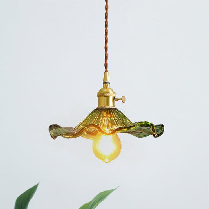Szklana Lampa Wisząca w Kształcie Kwiatu Hibiskusa