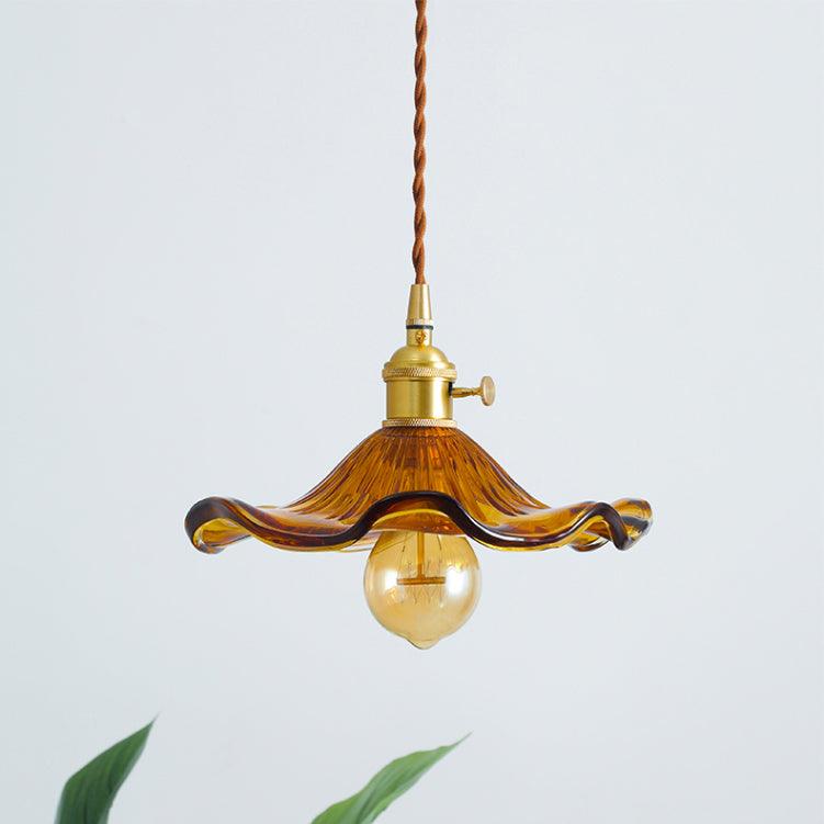 Szklana Lampa Wisząca w Kształcie Kwiatu Hibiskusa
