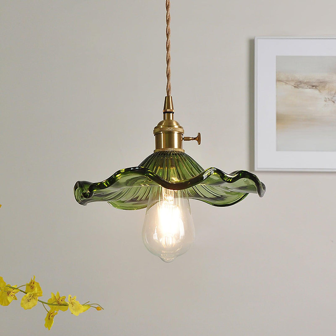 Szklana Lampa Wisząca w Kształcie Kwiatu Hibiskusa
