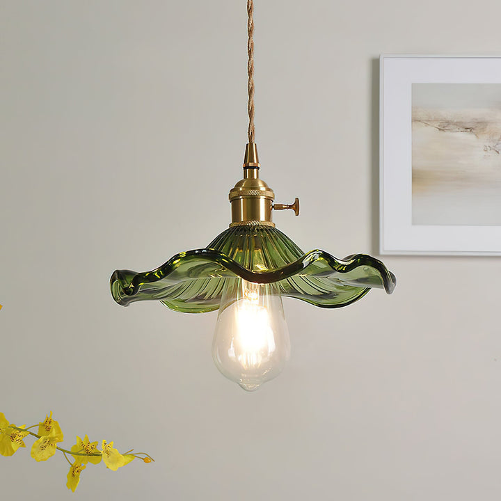 Szklana Lampa Wisząca w Kształcie Kwiatu Hibiskusa
