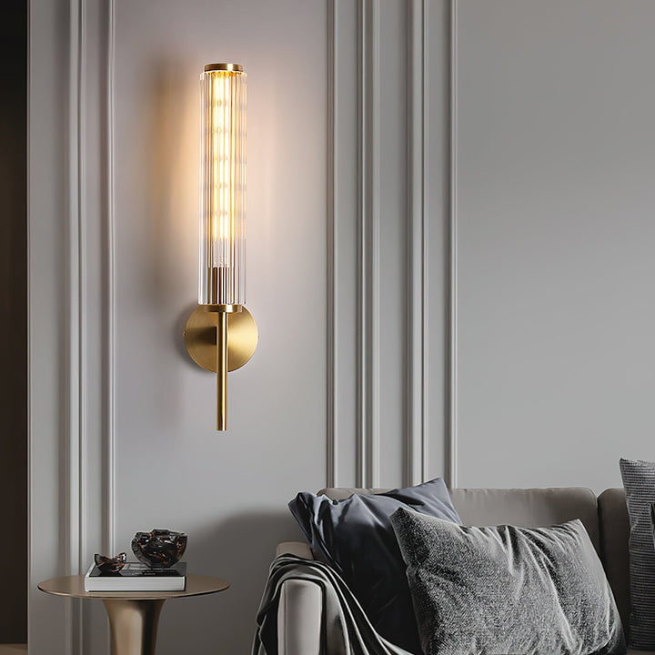 Szklana Liniowa Mosiężna Lampa Ścienna