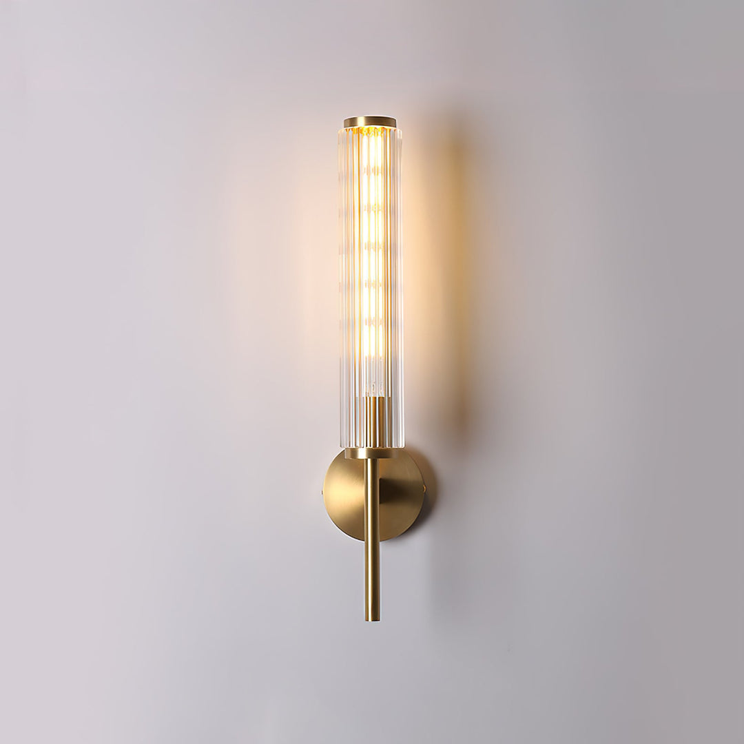 Szklana Liniowa Mosiężna Lampa Ścienna
