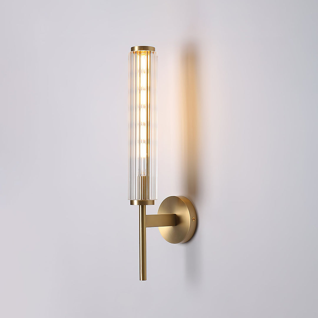 Szklana Liniowa Mosiężna Lampa Ścienna