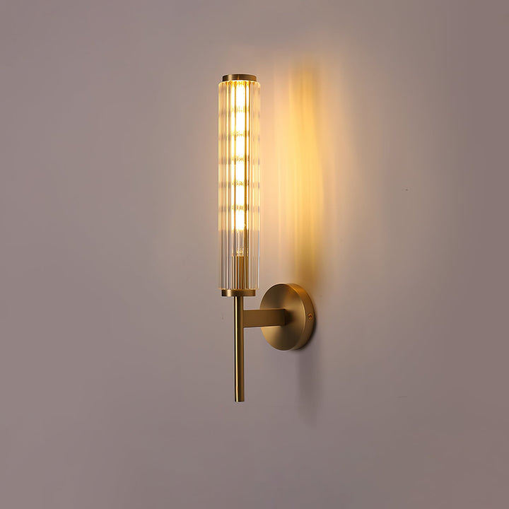 Szklana Liniowa Mosiężna Lampa Ścienna