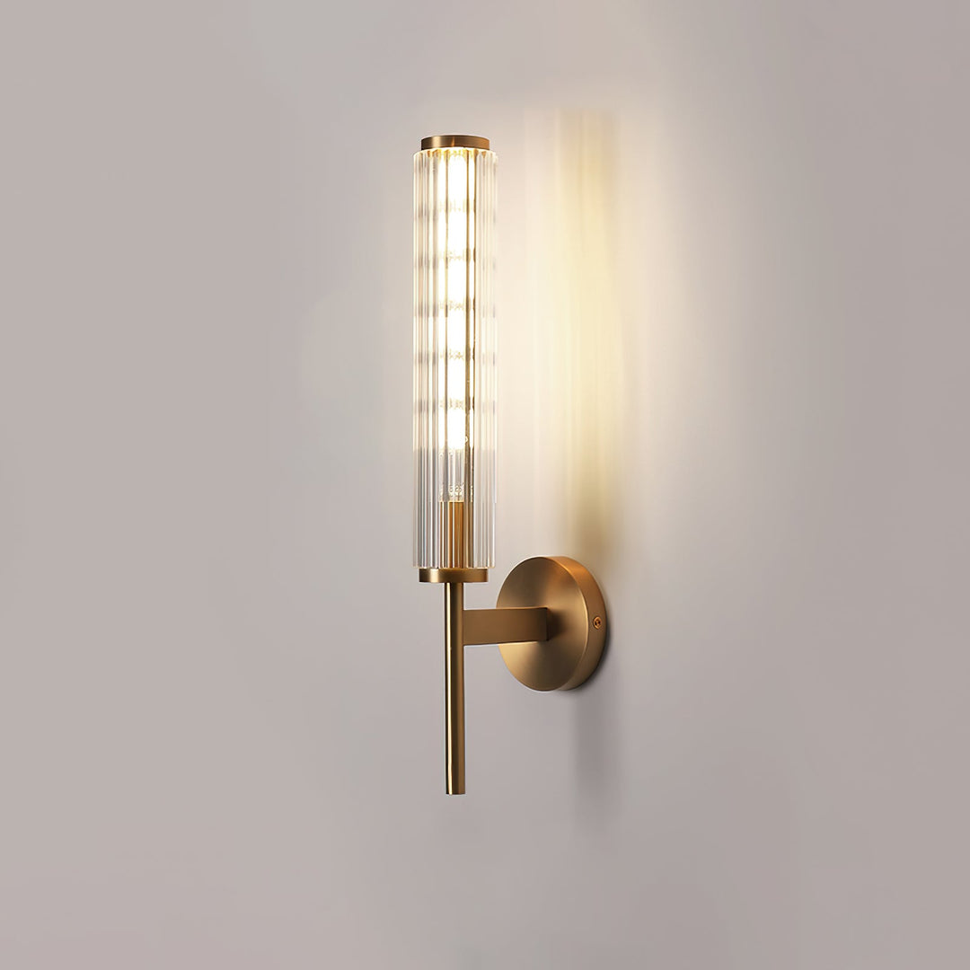 Szklana Liniowa Mosiężna Lampa Ścienna
