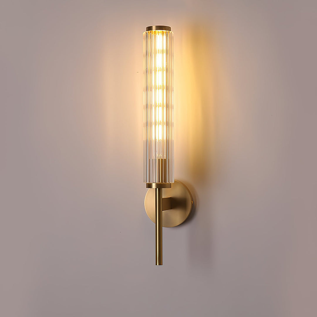 Szklana Liniowa Mosiężna Lampa Ścienna