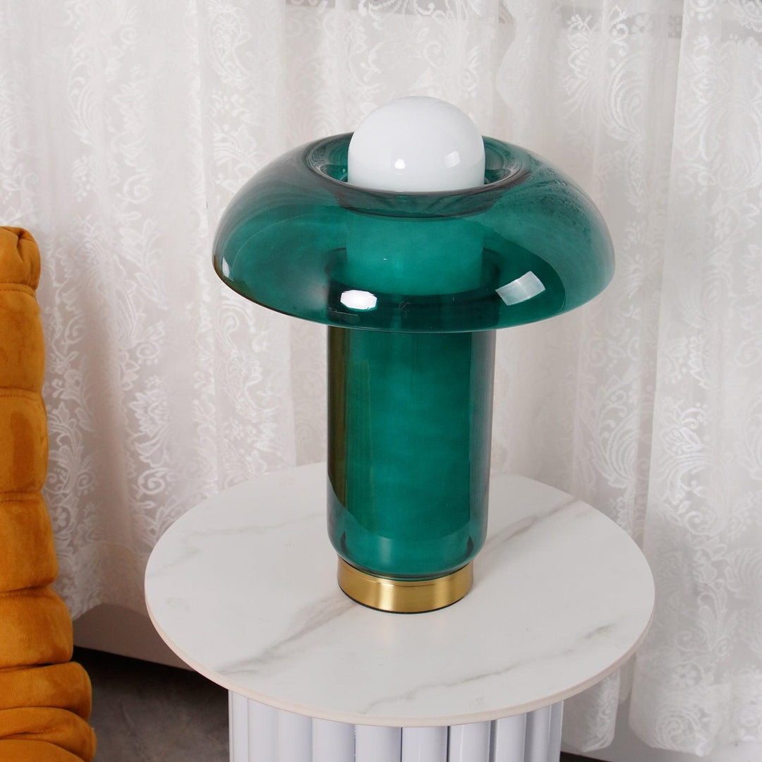 Lampa stołowa w kształcie grzyba ze szkła