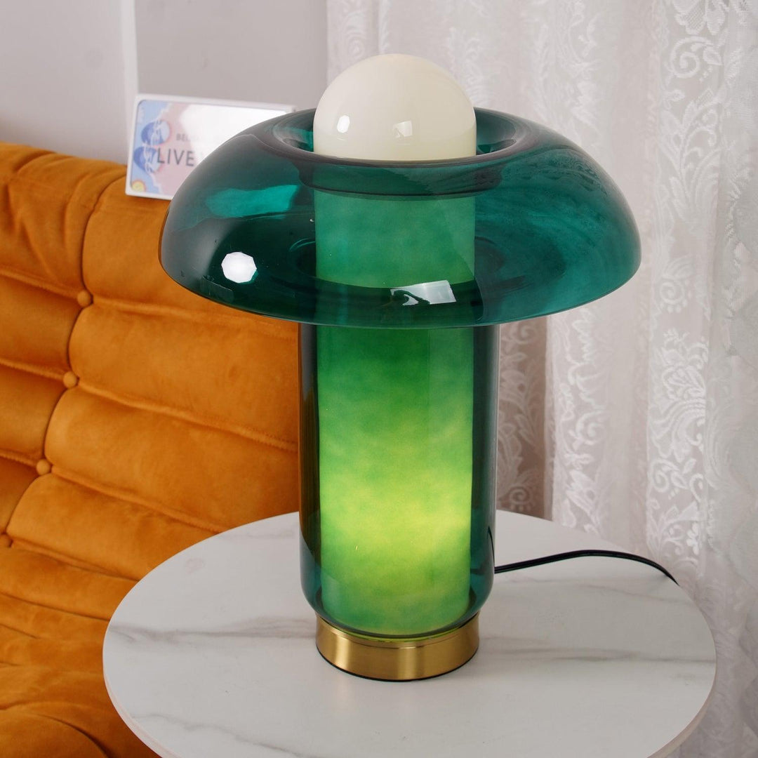 Lampa stołowa w kształcie grzyba ze szkła