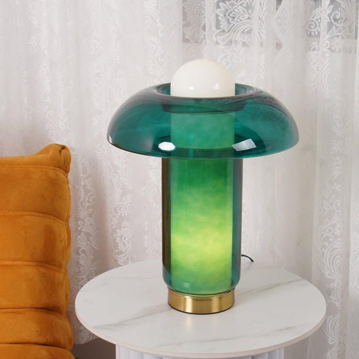Lampa stołowa w kształcie grzyba ze szkła