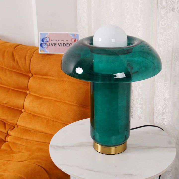 Lampa stołowa w kształcie grzyba ze szkła