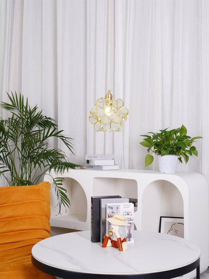 Szklana Lampa Wisząca Kwiatowa