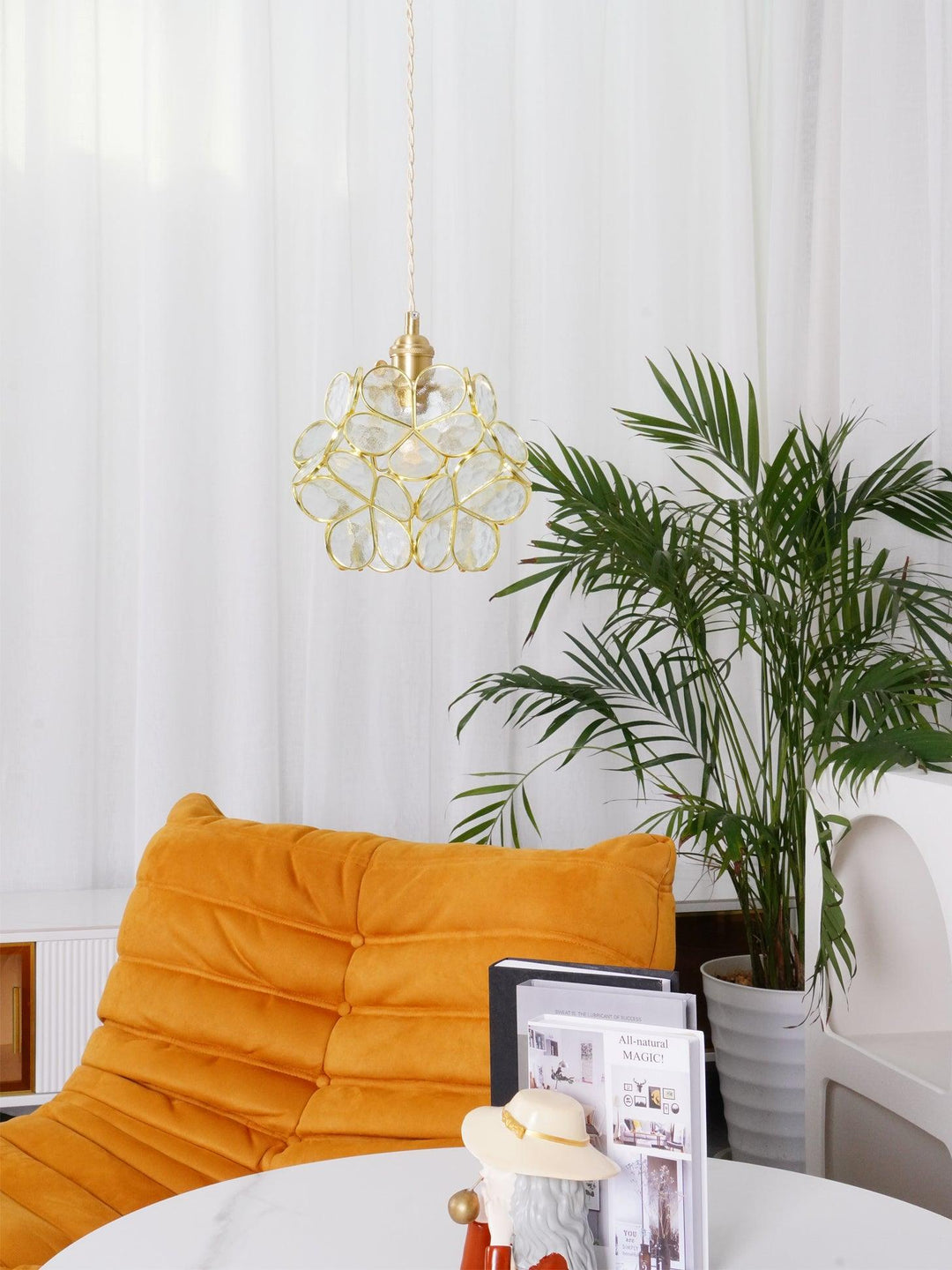 Szklana Lampa Wisząca Kwiatowa