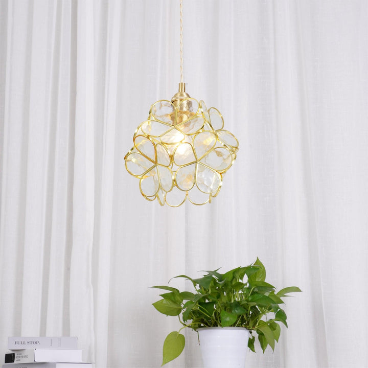 Szklana Lampa Wisząca Kwiatowa