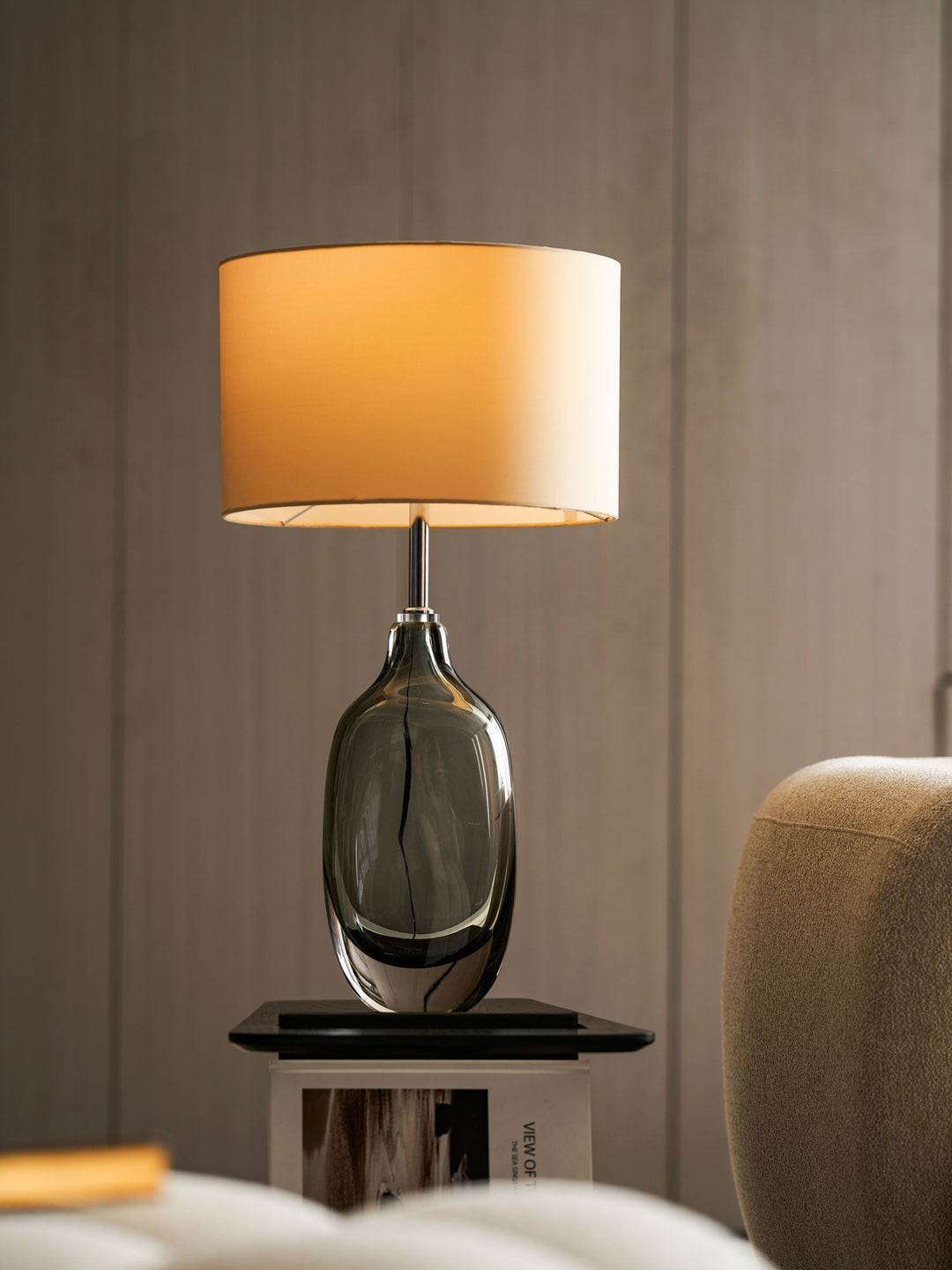 Lampa stołowa z kryształu pokrytego szkłem