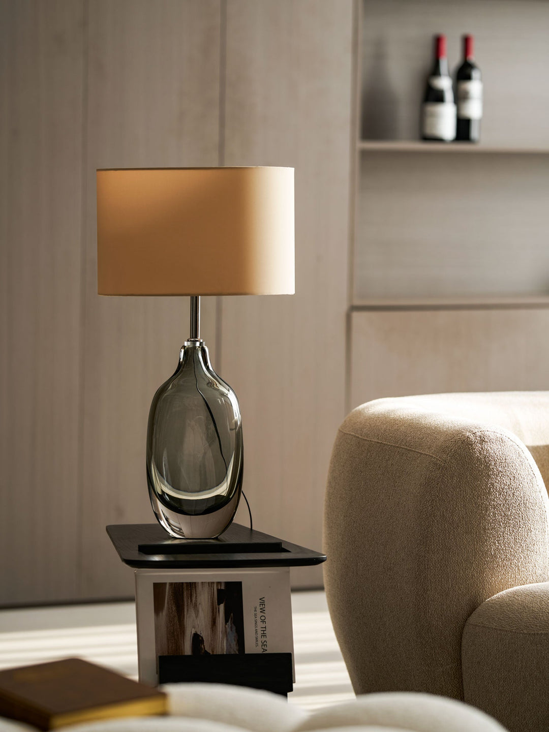 Lampa stołowa z kryształu pokrytego szkłem
