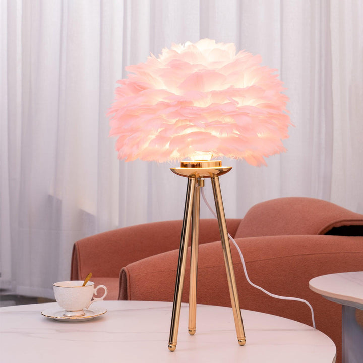 Lampa stołowa z piór gęsich