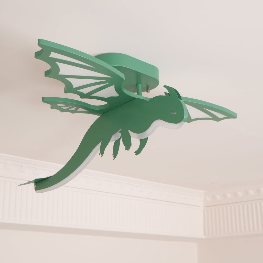 Zielona Lampa sufitowa w kształcie dinozaura