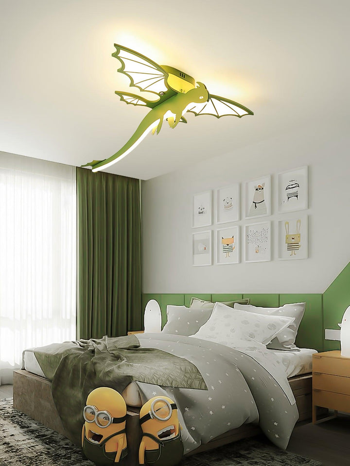 Zielona Lampa sufitowa w kształcie dinozaura