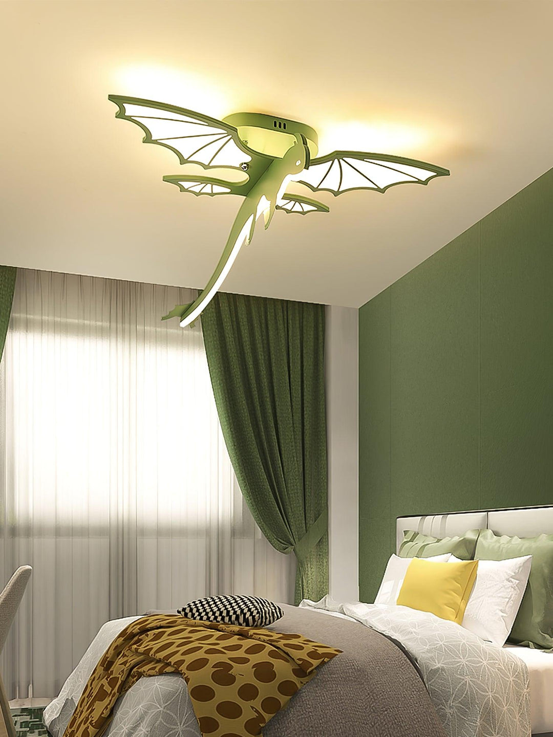 Zielona Lampa sufitowa w kształcie dinozaura