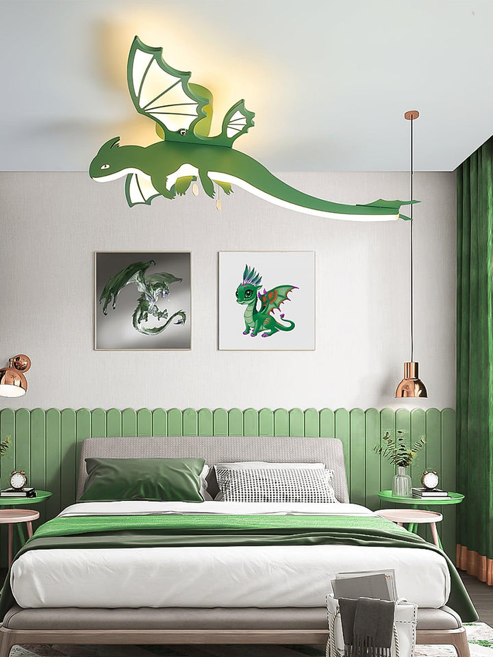 Zielona Lampa sufitowa w kształcie dinozaura