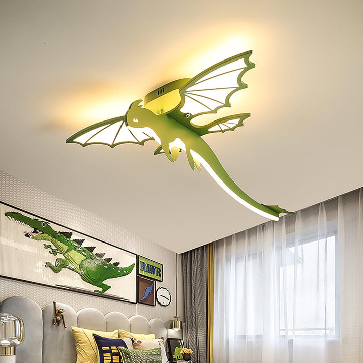 Zielona Lampa sufitowa w kształcie dinozaura