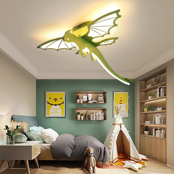 Zielona Lampa sufitowa w kształcie dinozaura