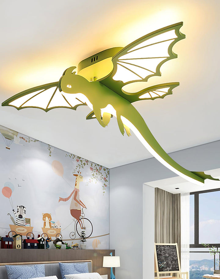 Zielona Lampa sufitowa w kształcie dinozaura