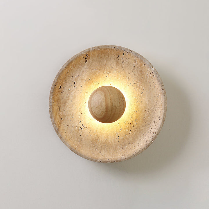 Lampa ścienna Halo z trawertynu