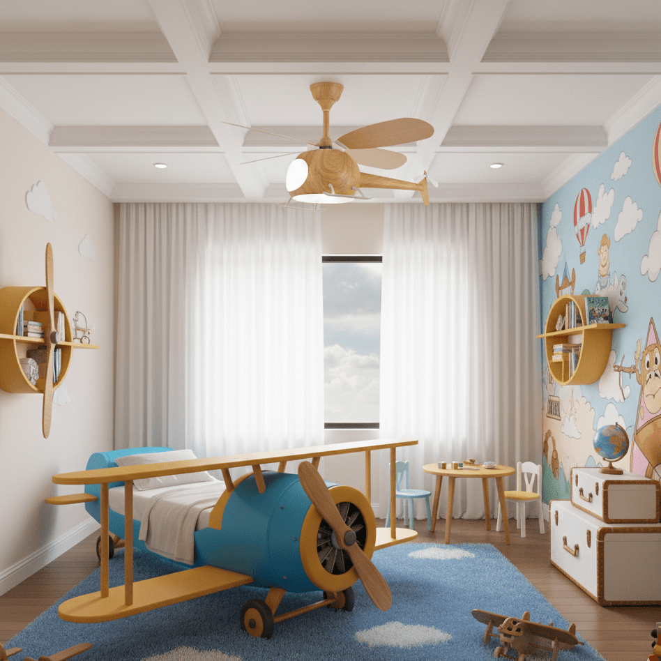 Lampa sufitowa wentylatora Heli Breeze dla dzieci
