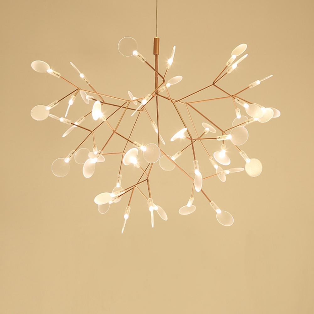 Żyrandol LED w kolorze różowego złota Firefly