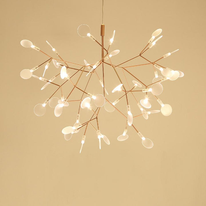 Żyrandol LED w kolorze różowego złota Firefly
