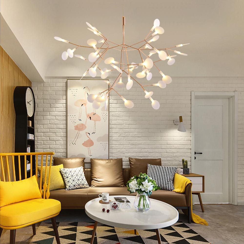 Żyrandol LED w kolorze różowego złota Firefly