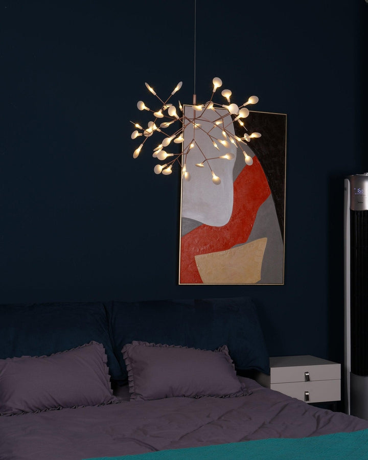 Żyrandol LED w kolorze różowego złota Firefly