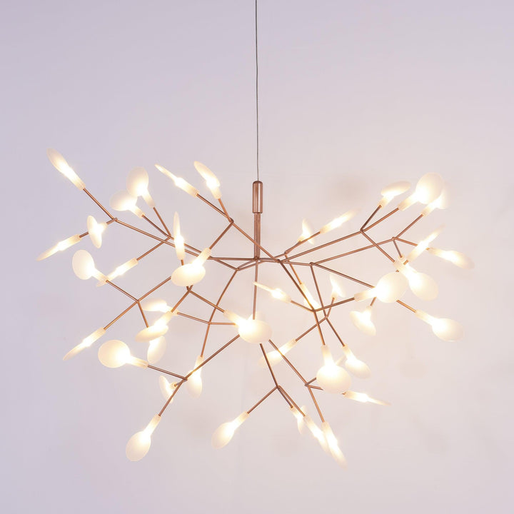 Żyrandol LED w kolorze różowego złota Firefly