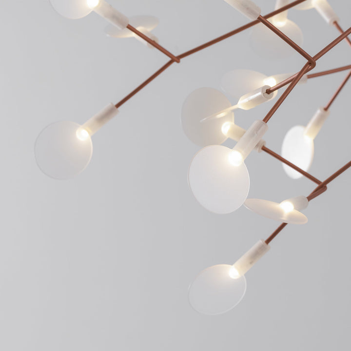 Żyrandol LED w kolorze różowego złota Firefly