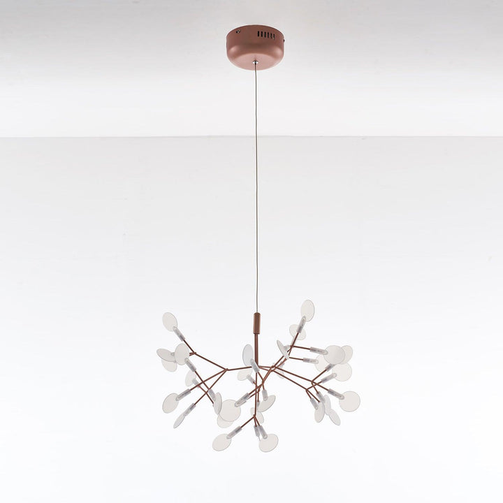 Żyrandol LED w kolorze różowego złota Firefly