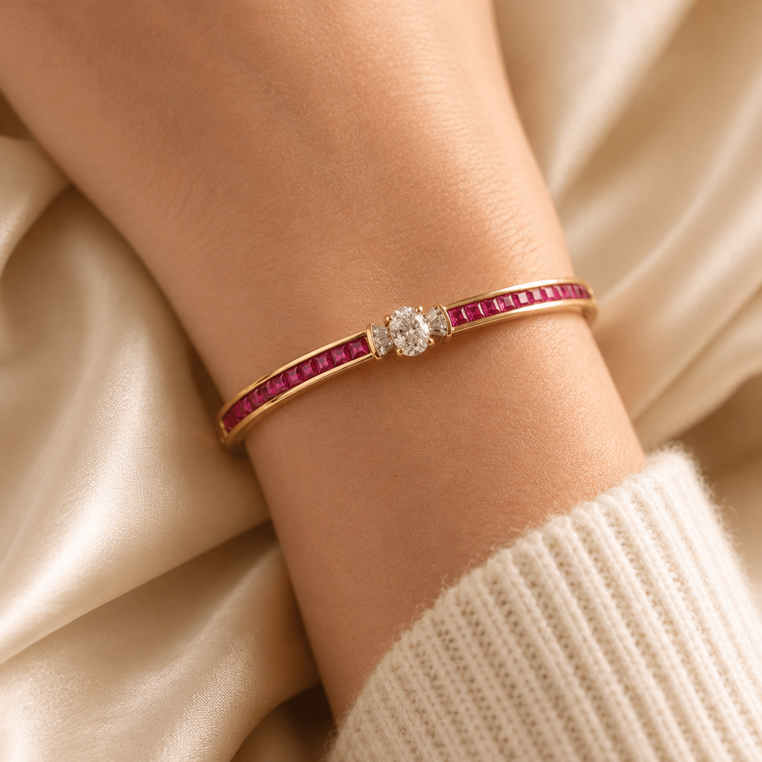 Lunavia – Bransoletka Bangle z Owalnym Kryształem w Centrum