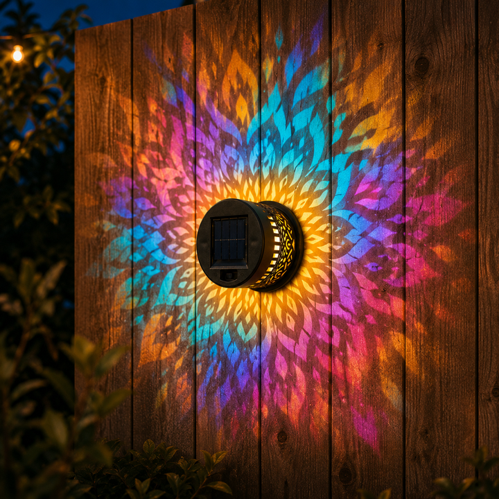Lumara – Solarna Lampa Mandala na Ścianę Zewnętrzną do Ogrodu i Płotu