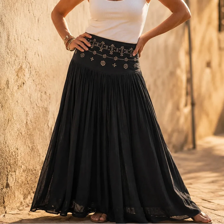 Soléra – Spódnica maxi boho w kształcie litery A z wysokim stanem dla kobiet
