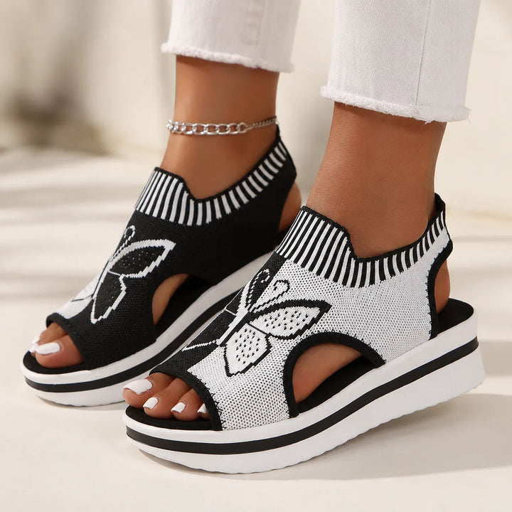 Sockela – Sandały Peep Toe na Platformie z Dzianiny dla Kobiet