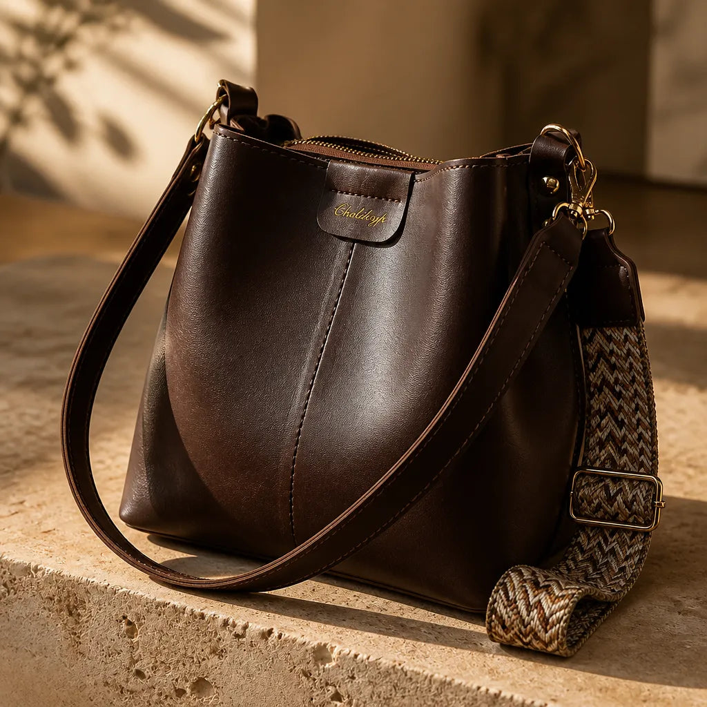 Bellora – Vintage Bucket Shoulder Bag z Plecionym Paskiem