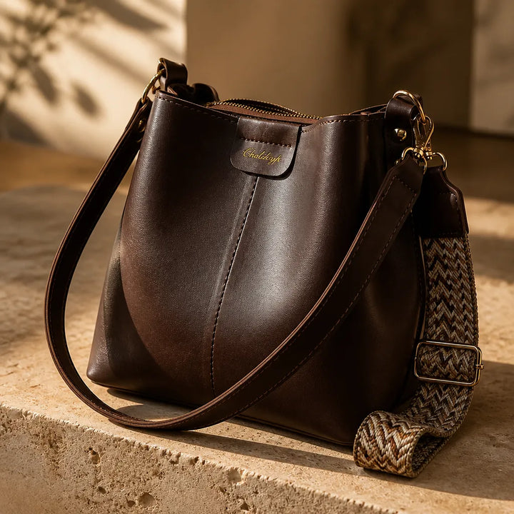 Bellora – Vintage Bucket Shoulder Bag z Plecionym Paskiem