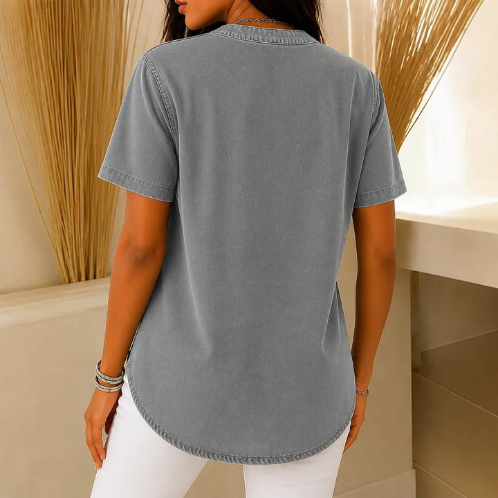Avelyn – Tunika Henley z bocznymi guzikami dla kobiet