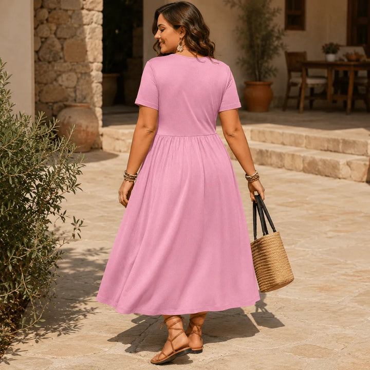 Wearbella – Sukienka midi w rozmiarze plus z dekoltem w serek i empire waist z marszczeniem