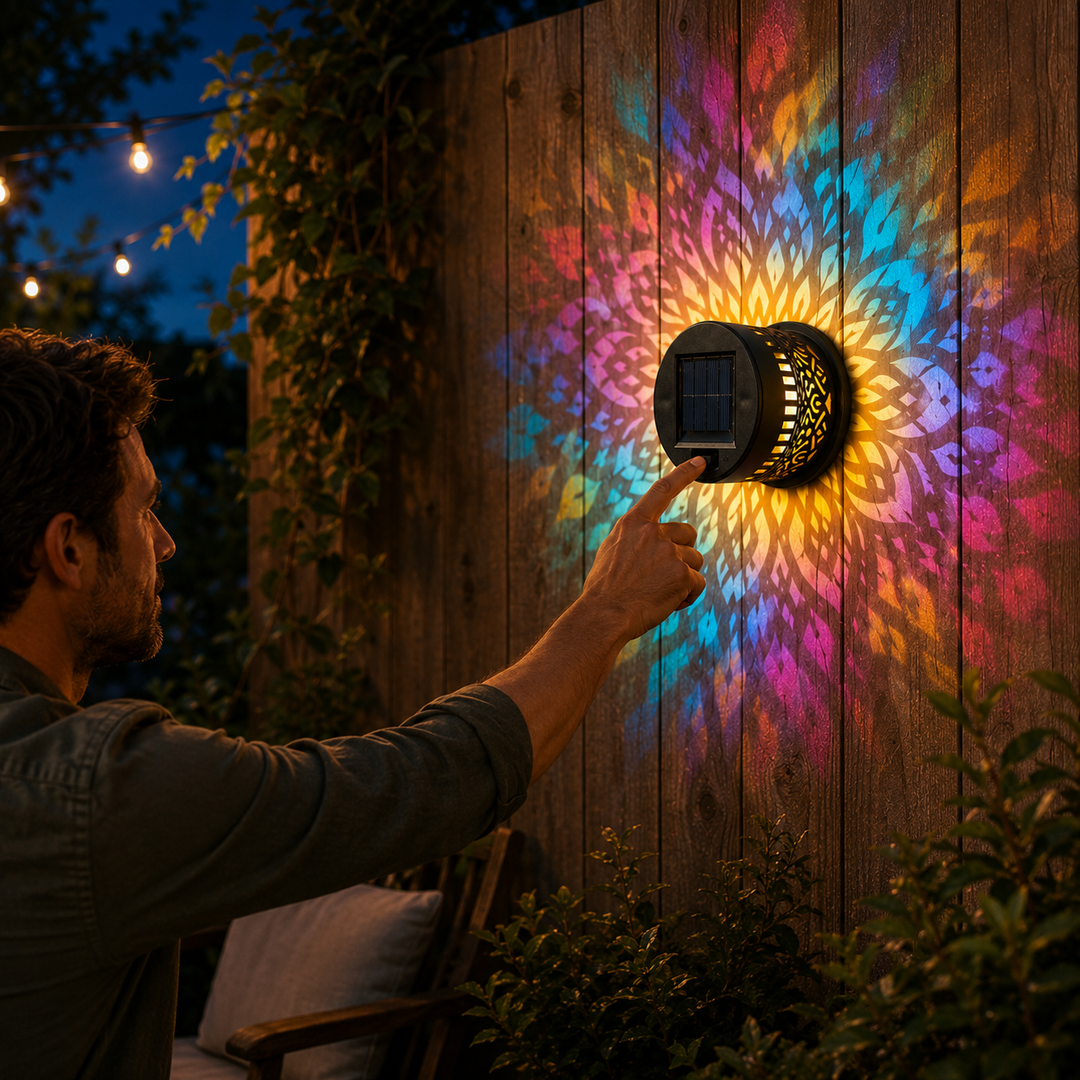 Lumara – Solarna Lampa Mandala na Ścianę Zewnętrzną do Ogrodu i Płotu