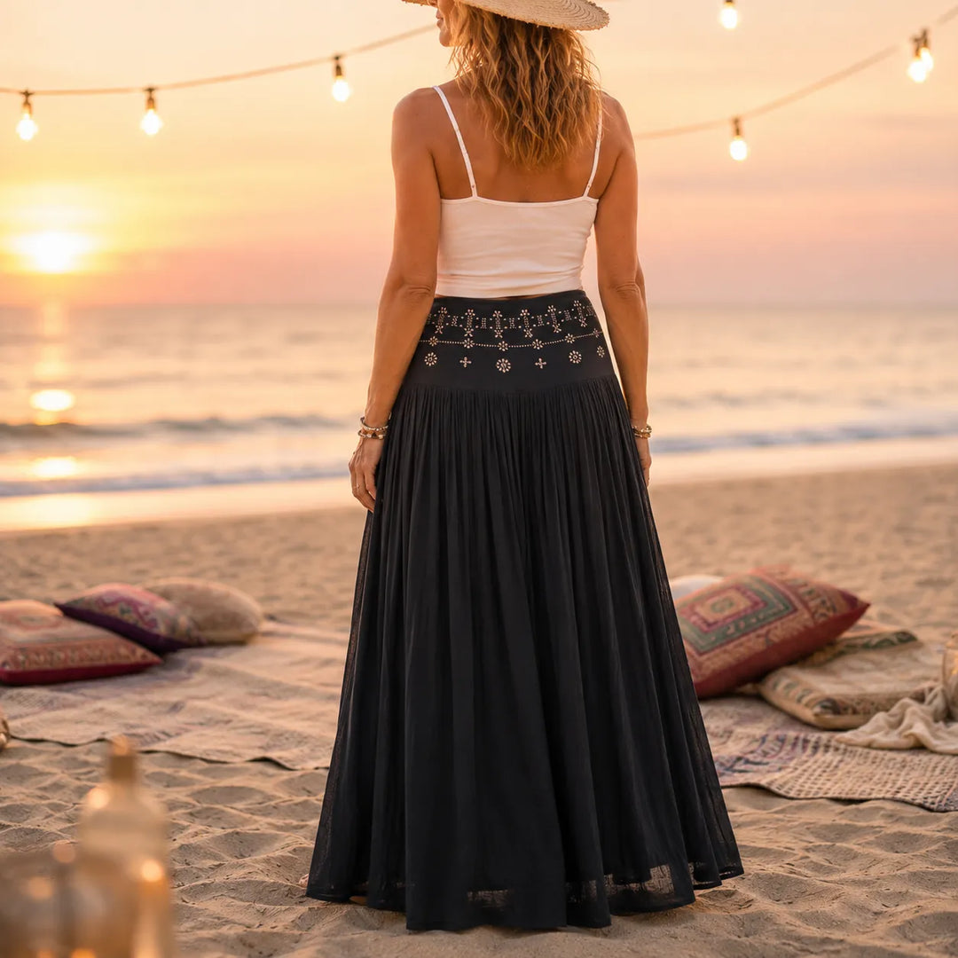 Soléra – Spódnica maxi boho w kształcie litery A z wysokim stanem dla kobiet