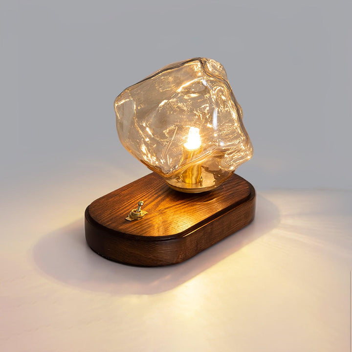 Lampa stołowa z szklanym kloszem Ice Stone
