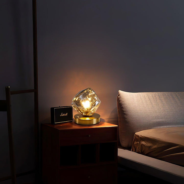 Lampa stołowa z szklanym kloszem Ice Stone
