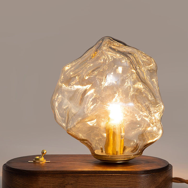 Lampa stołowa z szklanym kloszem Ice Stone
